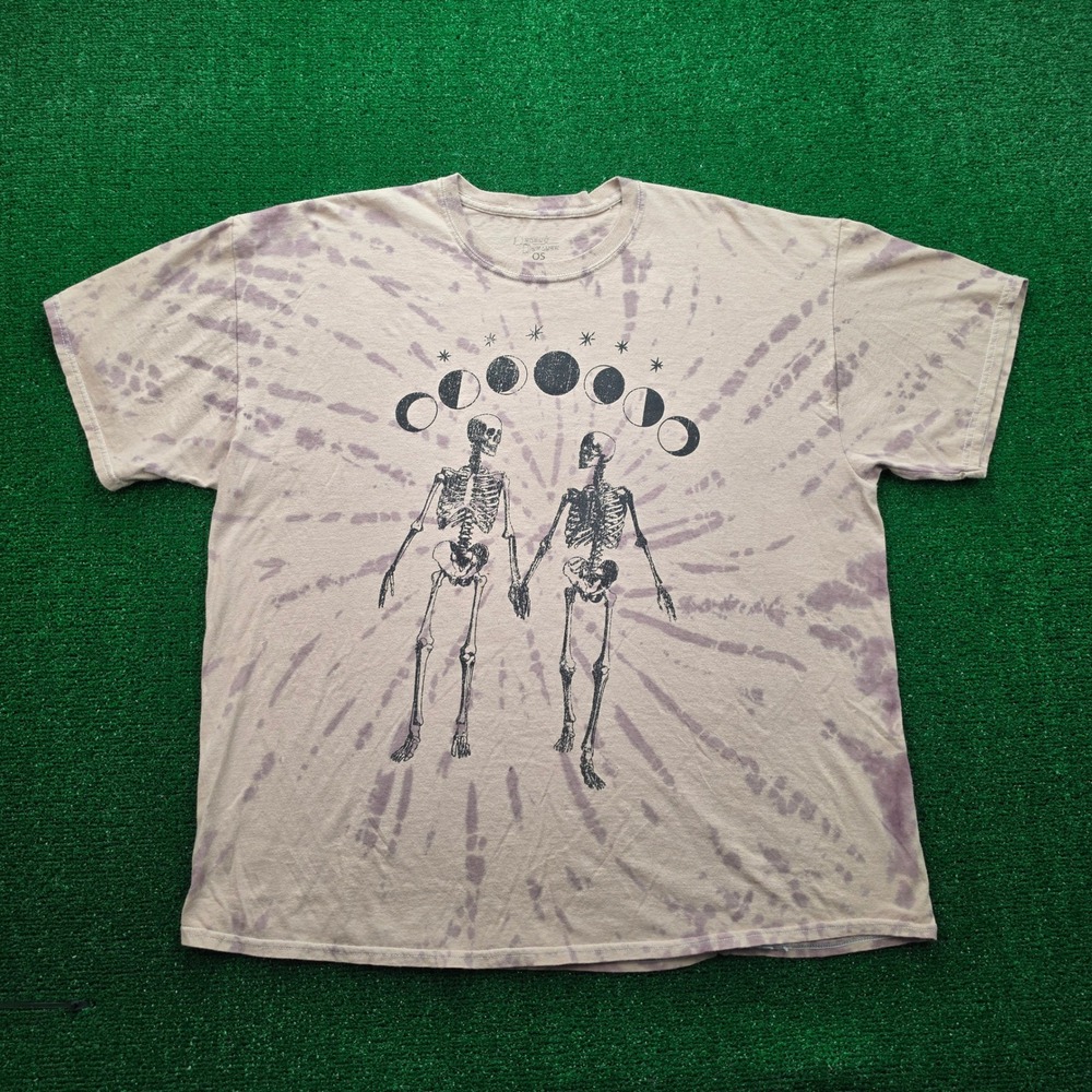 Desert Dreamer Moose Phase Skeletons Graphic Tshirt Mens 2XL Tan Tie Dye